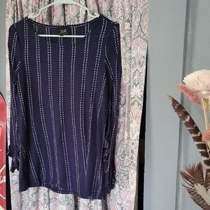 W5 Dark Blue Patterned Long Sleeve Top